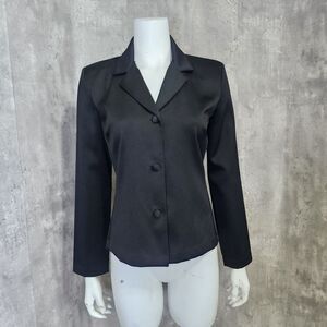Vintage 90s Y2K Rampage‎ Womens M Black Satiny 3 Button Lightweight Blazer